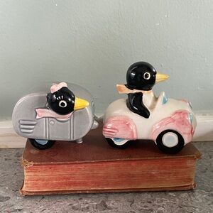 Penguin Salt and Pepper Shaker Set - Black, Pink, White, and Gray
